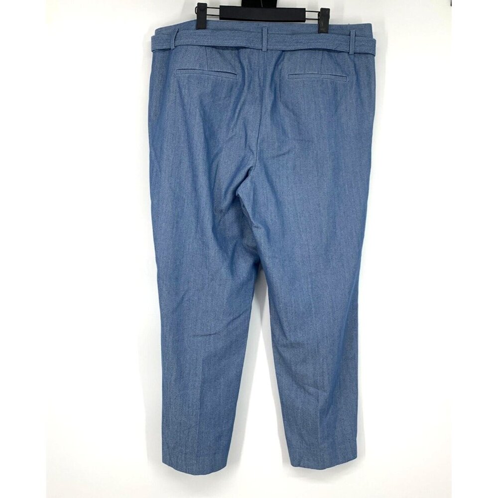 LOFT Pants Blue Chambray Taper Relaxed Slim Straight Tie Waist - Picture 7 of 10